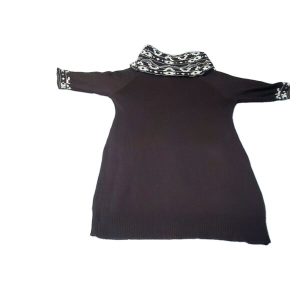 Pink Rose 3X Brown Sweater Dress – Fair Isle Cowl & Cuffs – Plus Size Cozy Knit - Picture 10 of 16